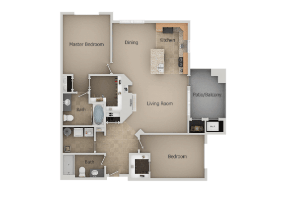 Two Bed Two Bath Floor Plan at San Moritz Apartments, Utah