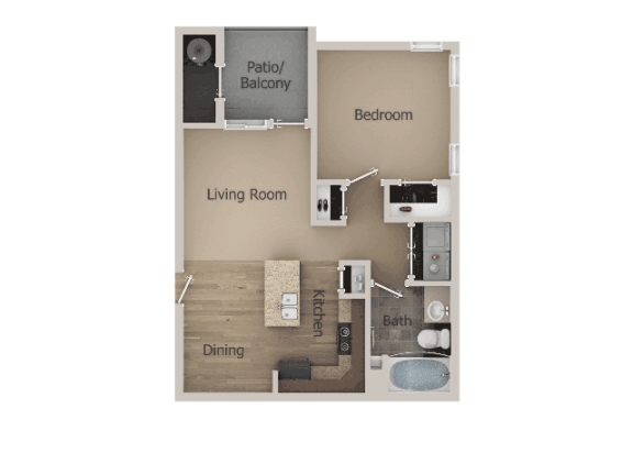 1 Bed 1 Bath Floor Plan at Talavera at the Junction Apartments &amp; Townhomes, Utah