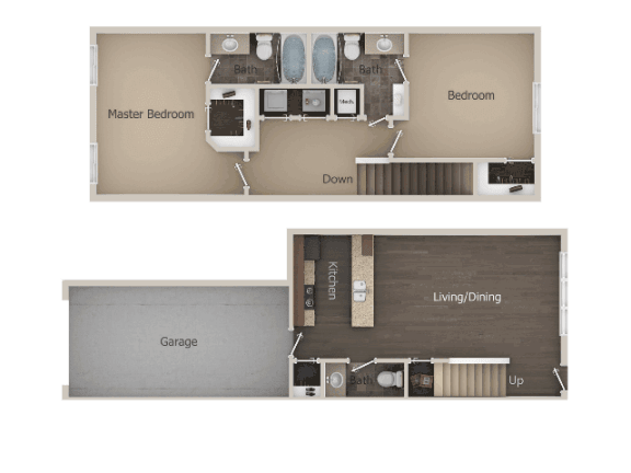 2 Bedroom 2 Bathroom Floor Plan at Talavera at the Junction Apartments & Townhomes, Midvale, 84047