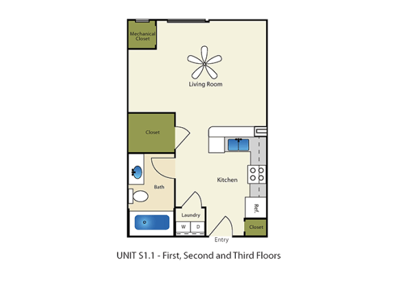 Studio Floor Plan at Providence Place Apartments, Utah, 84111