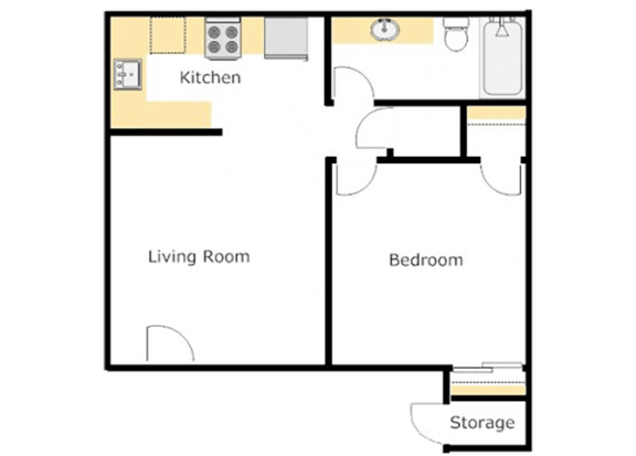 1 Bed 1 Bath Floor Plan at Village Grove Apartments, Escondido