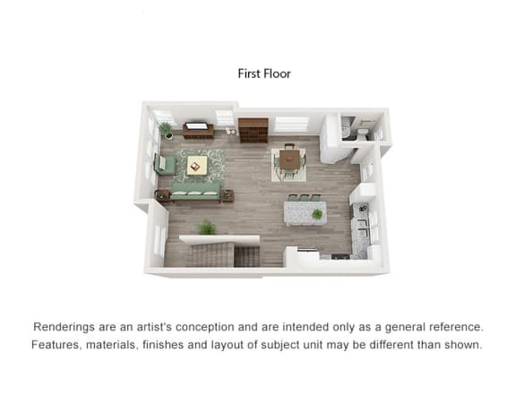 3 Bedroom Trilevel Living Area at Parc at Day Dairy Apartments and Townhomes, Draper, UT