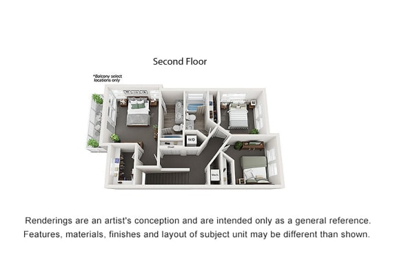 3 Bedroom Trilevel Upper Level with 2 Bathrooms at Parc at Day Dairy Apartments and Townhomes, Draper, Utah