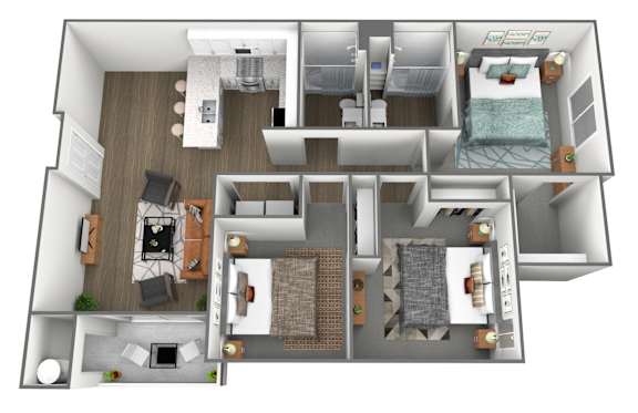 PR 3 Bedroom Floorplan at Amara Apartments,Midvale,Utah