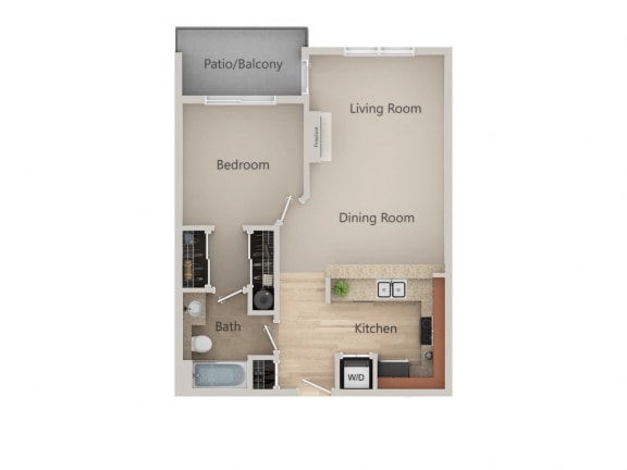Studio  Floor Plan at Metropolitan Place Apartments, Renton, 98057