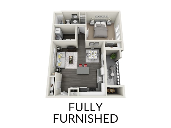 Fully Furnished 1 Bedroom 1 Bathroom A Floorplan