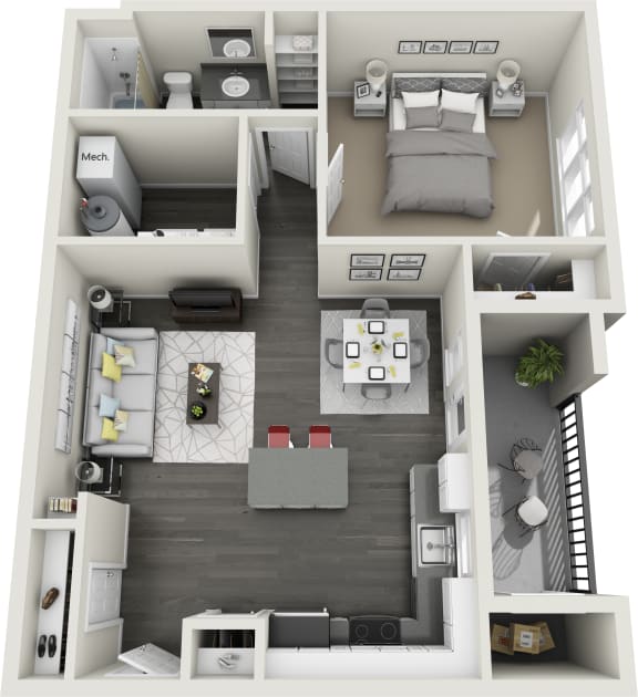1x1A Floor Plan at Rivulet Apartments, American Fork, UT