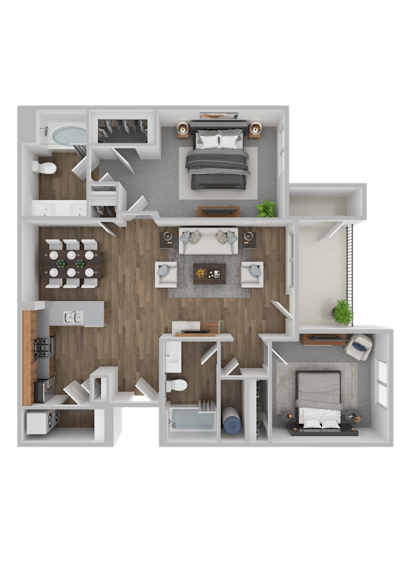 2 bed 2 bath Floorplan at The Foundry Apartments & Townhomes, Billings