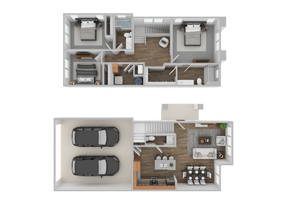 2 bed 2 bath A Floorplan at The Foundry Apartments & Townhomes, Apartments, Billings, UT