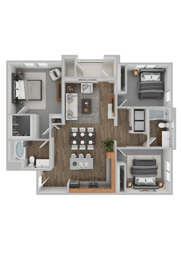 3 bed 2 bath Floorplan at The Foundry Apartments & Townhomes, Utah