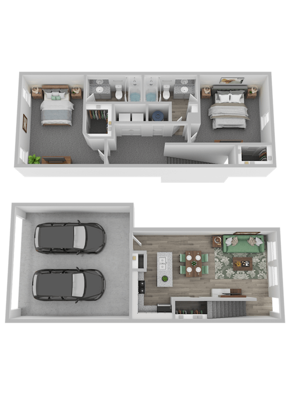 2 Bedroom 2 Bathroom Floor Plan at Parc at Day Dairy Apartments and Townhomes, Draper