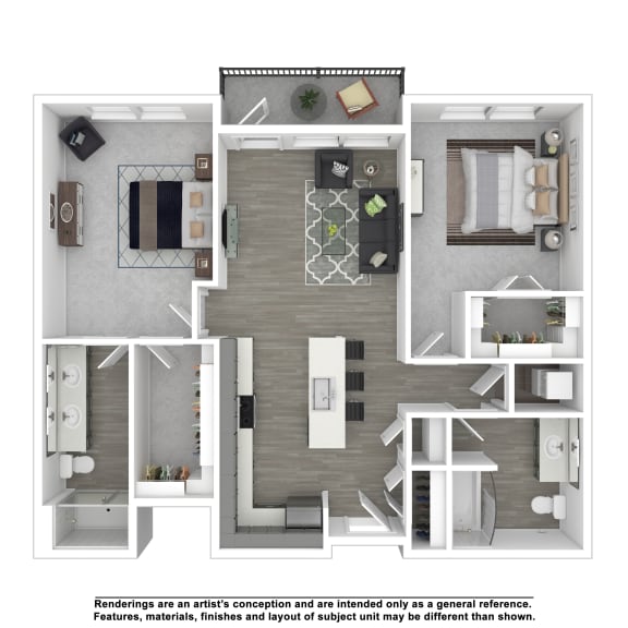 B-1-Type-B Floor Plan at The Arza Apartments, Utah, 84003