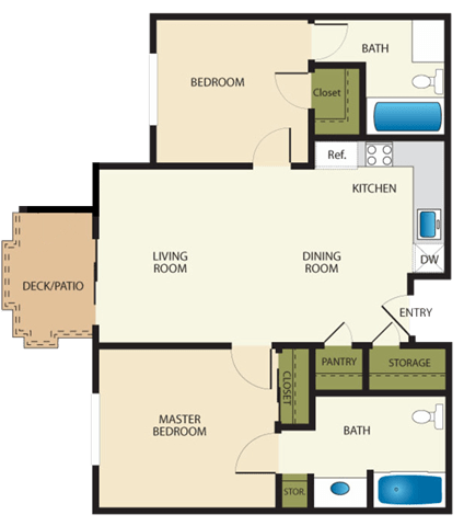 2 Bedroom Floor Plan at Tuscany Villas Senior Apartments, Utah, 84047