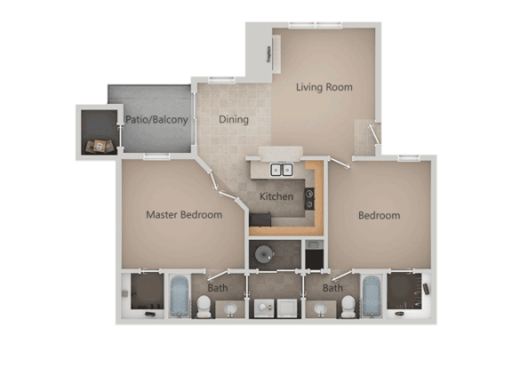 2 bedroom 2 bath Floor Plan at Promontory Point Apartments, Utah