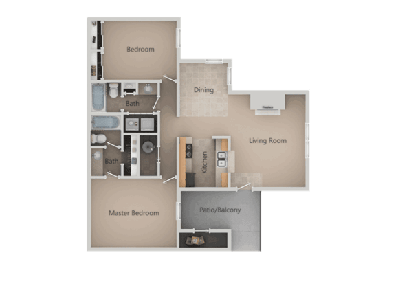 2 Bedroom 2 Bathroom Floor Plan at Promontory Point Apartments, Utah, 84094