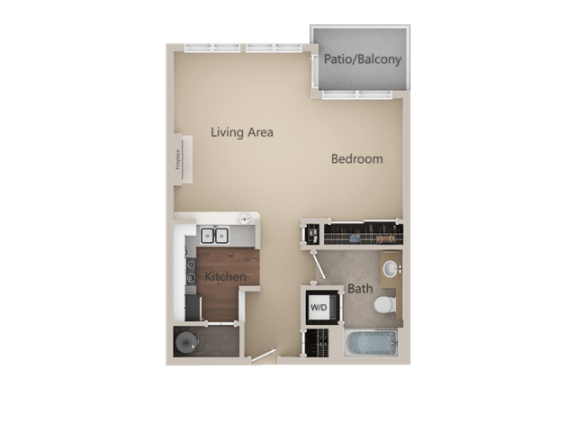 Burnett Station Studio Floor Plan at Metropolitan Collection Apartments, Washington