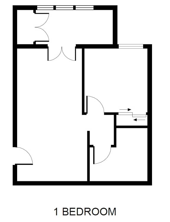 a floor plan of a house with a bedroom and a living room