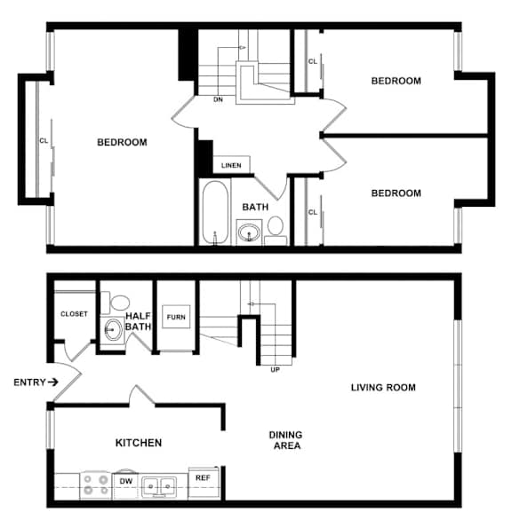A black and white image of a floor plan for a home.