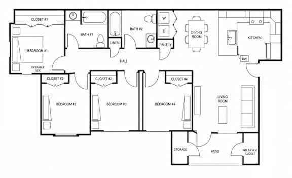 A black and white image of a house floor plan.
