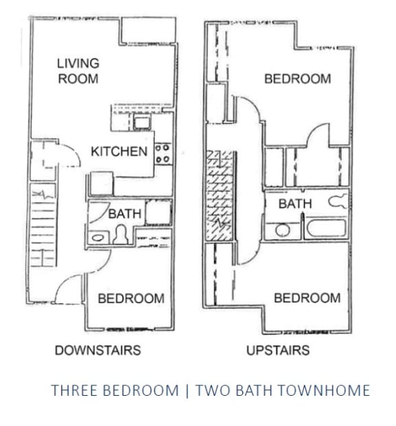 a floor plan of a house with two bedrooms and two bathrooms