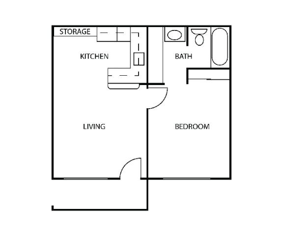 a floor plan of a small house with a kitchen and a living room