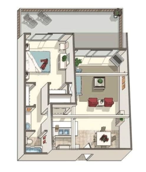 A drawing of a house with a kitchen, living room, and bathroom. A drawing of a house with a kitchen, living room, and bathroom. at The Arbors Santa Ana, California, 92705