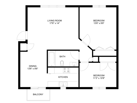 2 bedroom 1 bath with patio/balcony