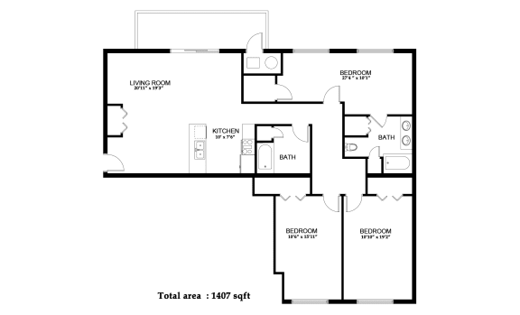 3 Bed/2 Bath Apartment