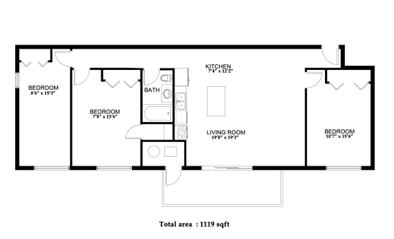 3 Bed/1 Bath Apartment