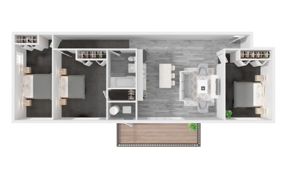 3 Bed/1 Bath Apartment