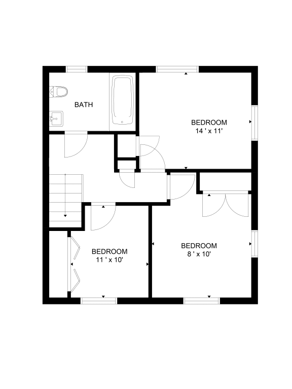 Second floor 3 Bedroom 1.5 Bath Townhouse