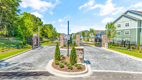 the preserve at ballantyne commons street entrance to community with homes
