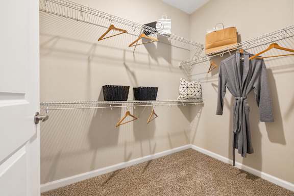 our spacious closets are stocked with clothes and accessories for you to use as a
