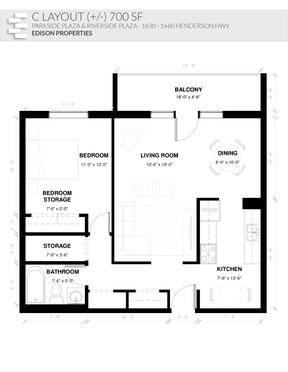Floor Plans of Riverside Plaza in Winnipeg, MB