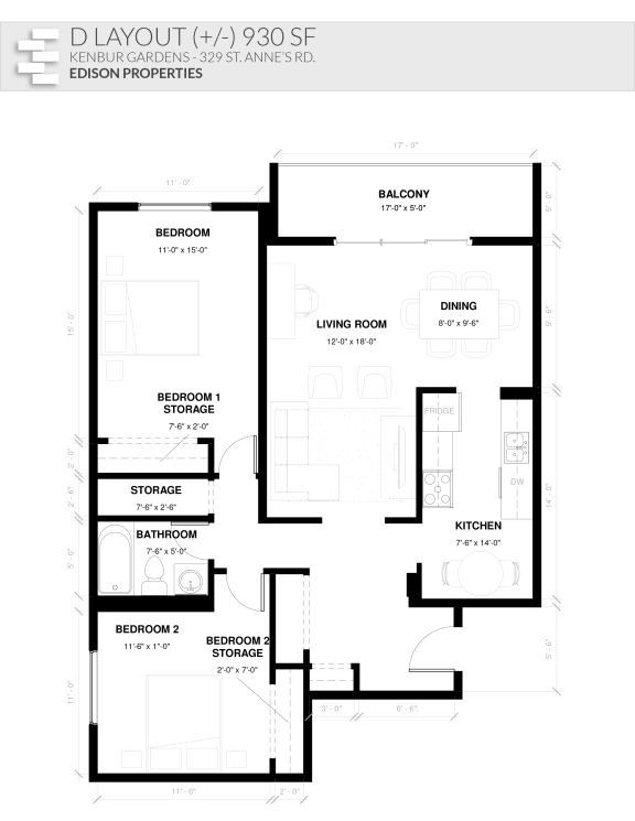  Floor Plan 2 Bedroom Modern