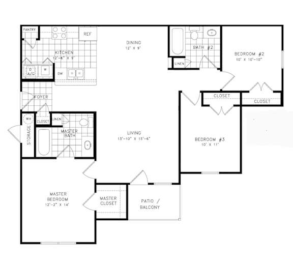 A black and white floor plan of a house with labeled rooms.