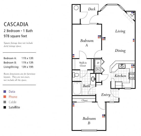 2 bed 1 bath Floorplan at Wilsonville Summit Apartments, Wilsonville