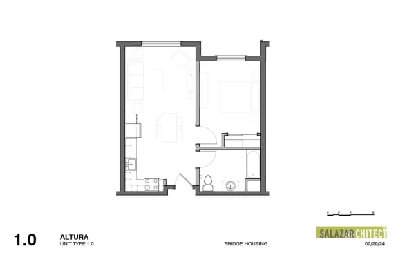 a floor plan of a room with a bedroom and a bathroom