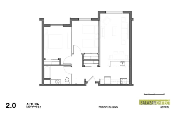 a floor plan of a house with a bedroom and a living room