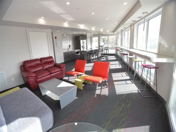 Bright, sunny common lounge