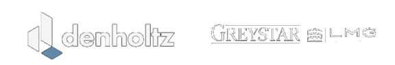 The image features the logos of Denholtz, Greystar, and LMG.