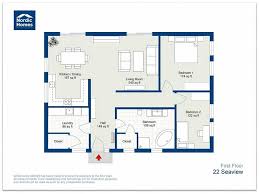 a blue and white floor plan of a house