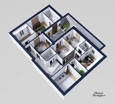 a 3d floor plan of a house