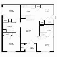 A black and white image of a floor plan for a house.