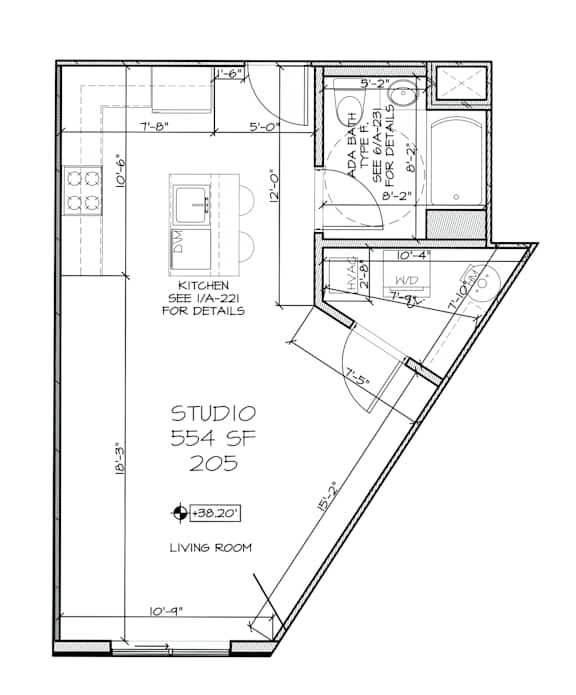 Floor Plan  Studio 1 bath at Crossroads 389 Apartments, New Jersey