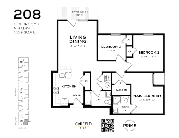 208 Floor Plan at 829 Garfield, Jersey City New Jersey