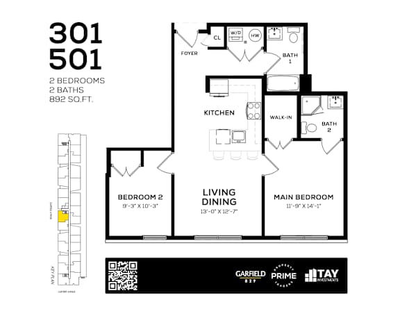 301 Floor Plan at 829 Garfield, Jersey City, NJ 07305