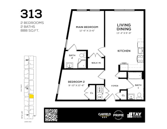 313 Floor Plan at 829 Garfield, Jersey City, NJ