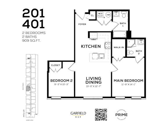 401 Floor Plan at 829 Garfield, Jersey City, NJ