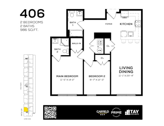 406 Floor Plan at 829 Garfield, Jersey City, NJ 07305
